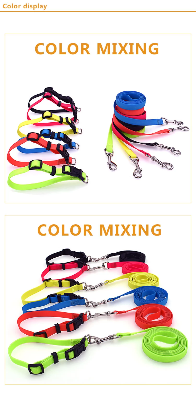 High Quality Fluorescent Green Lime Color Waterproof Soft Materia Safe Secure Dog Leash And Collar Soft Material For Walking Dog