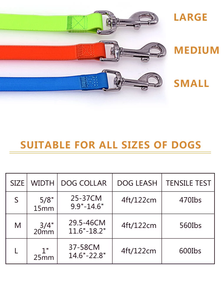 High Quality Fluorescent Green Lime Color Waterproof Soft Materia Safe Secure Dog Leash And Collar Soft Material For Walking Dog