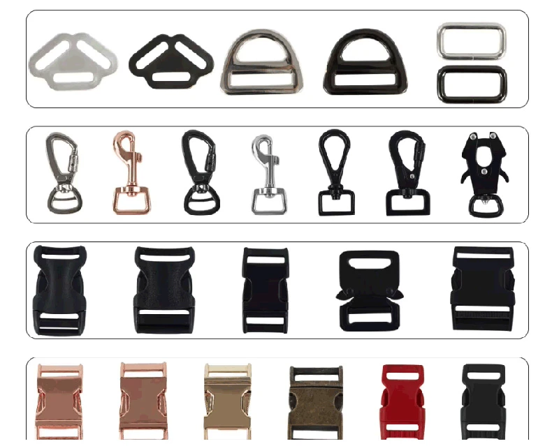 uckles, D-rings, swivel hooks and adjusters for dog collars and leashes uckles, D-rings, swivel hooks and adjusters for dog collars and leashes