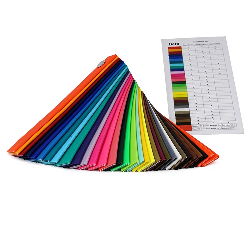 Color matching samples for custom PVC and TPU coated webbing Color matching samples for custom PVC and TPU coated webbing