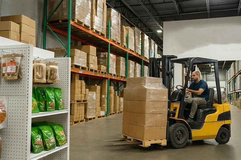 Organized wholesale pet products prepared for shipment Organized wholesale pet products prepared for shipment