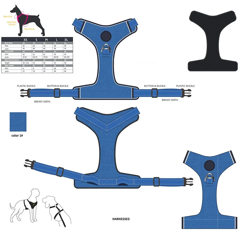 Measuring dog harness adjustment range and strap dimensions for product specifications Measuring dog harness adjustment range and strap dimensions for product specifications
