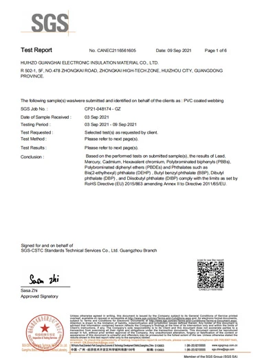 SGS RoHS Compliant PVC Coated Webbing SGS RoHS Compliant PVC Coated Webbing