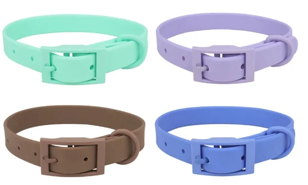 Soft Skin Friendly PVC Coated Webbing Dog Collar Adjustable For Pets