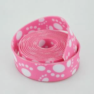 PVC Coated Puppy Paw Patterns Pink Polyester Webbing Strap