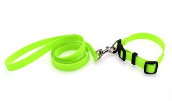 25mm Solid Green Soft Dog Leash Adjustable Waterproof Dog Training Collars